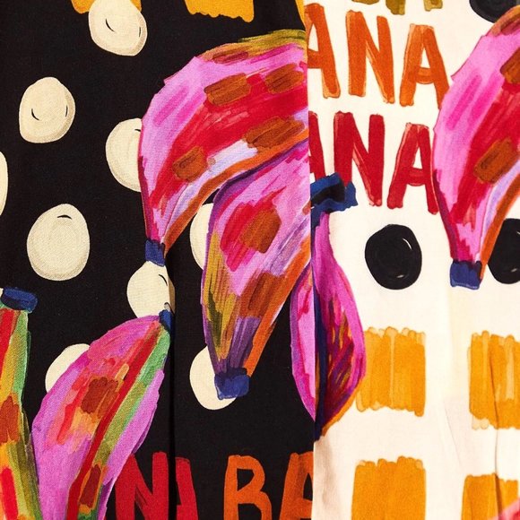 FARM Rio Half and Half Bananatic Print Maxi Dress Tropical Dopamine Dressing - Picture 8 of 16